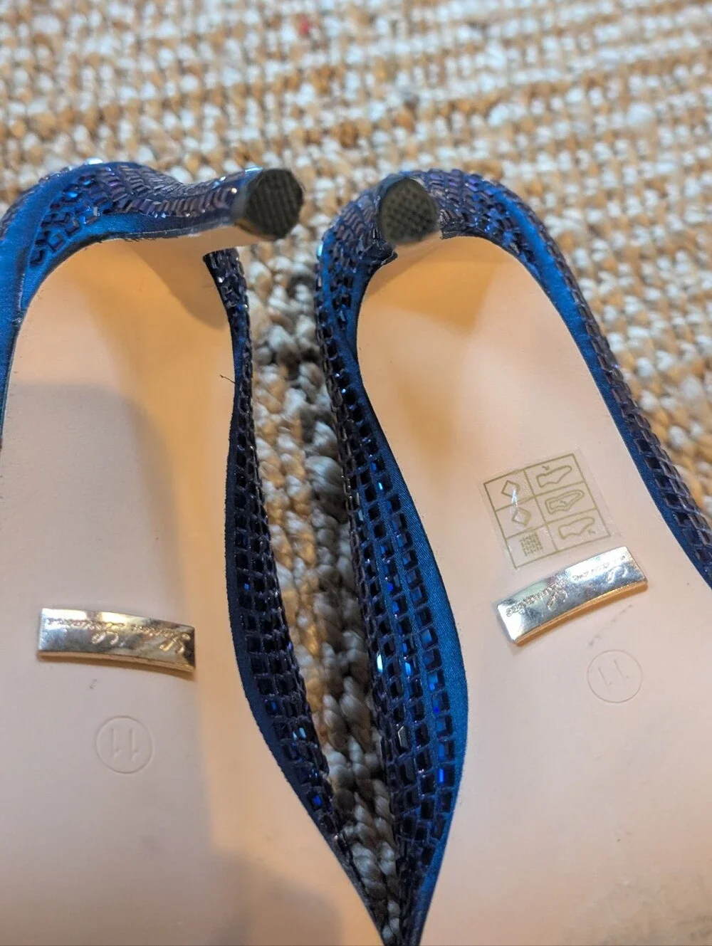 Lauren Lorraine Navy Crystal Sparkly Embellished Pointed-Toe Pumps - Picture 10 of 11